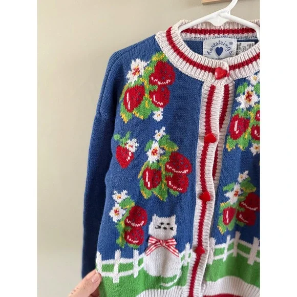 6x vintage heartstrings strawberry sweater - Picture 4 of 5
